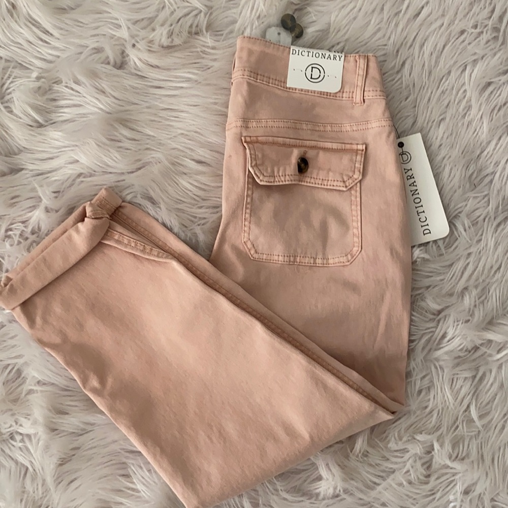 NWT Dictionary Patch Pocket straight leg jeans